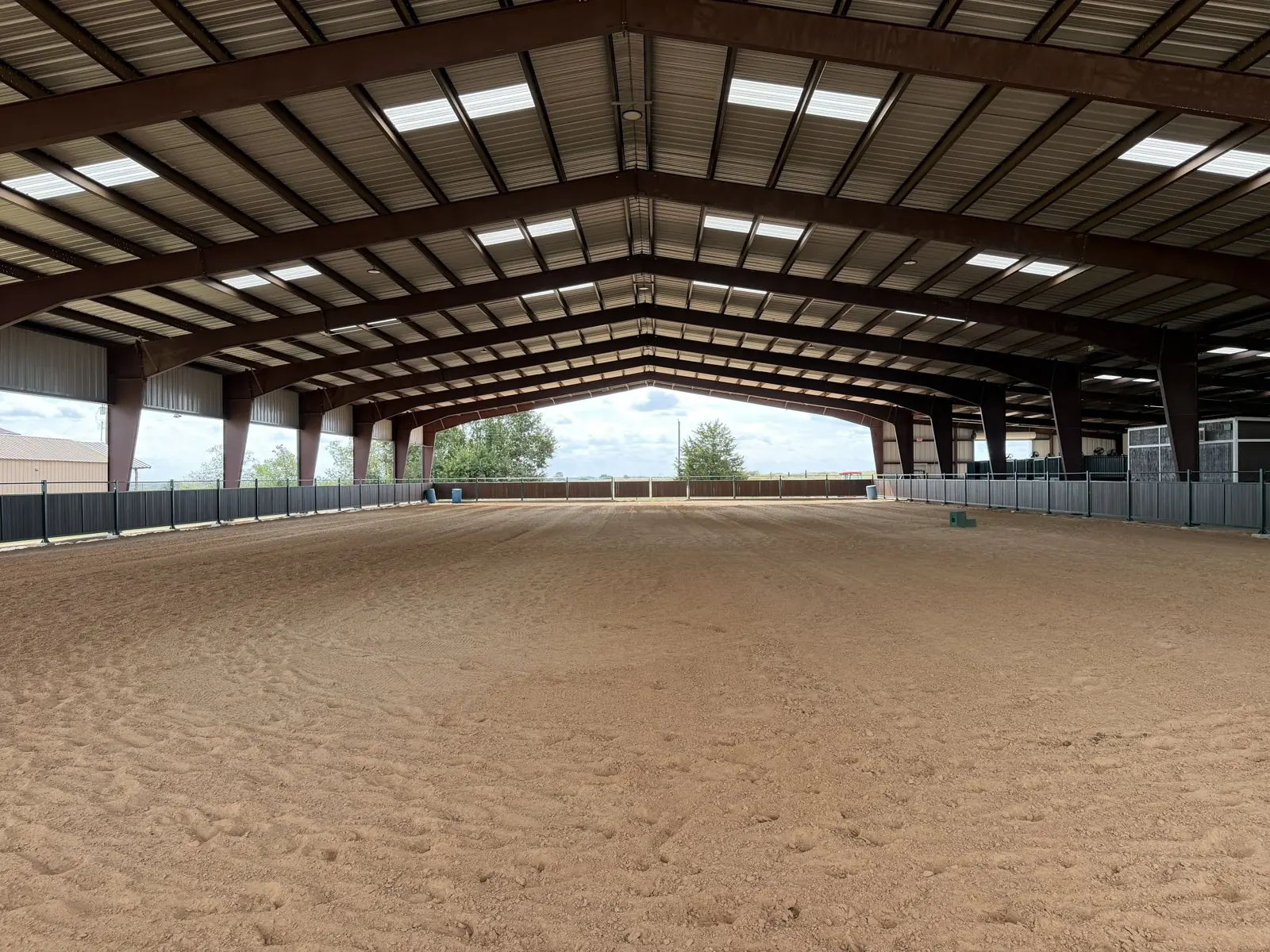 200 by 100 foot covered and lighted riding arena at Twin Oaks Ranch in Sealy, Texas